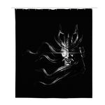 Evil Samurai Mask Print Polyester Shower Curtain