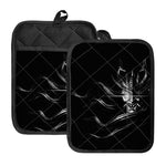 Evil Samurai Mask Print Pot Holders With Pocket