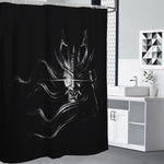 Evil Samurai Mask Print Premium Shower Curtain