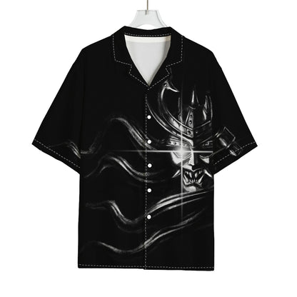 Evil Samurai Mask Print Rayon Hawaiian Shirt
