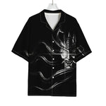 Evil Samurai Mask Print Rayon Hawaiian Shirt