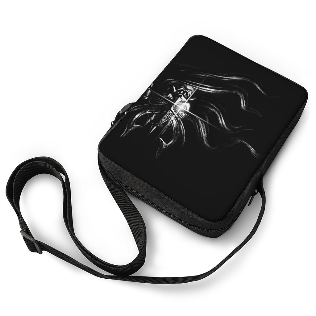 Evil Samurai Mask Print Rectangular Crossbody Bag