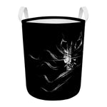 Evil Samurai Mask Print Round Laundry Basket