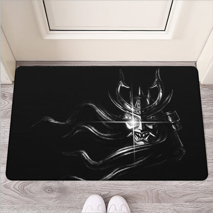 Evil Samurai Mask Print Rubber Doormat