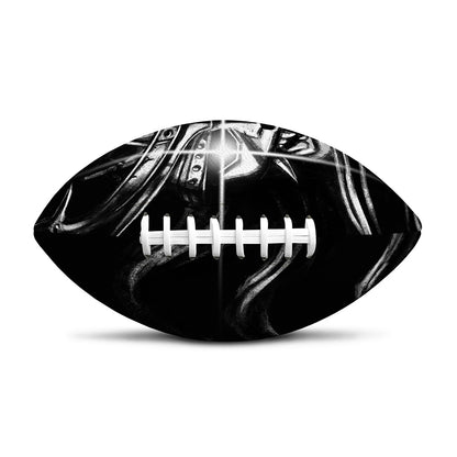 Evil Samurai Mask Print Rugby Ball