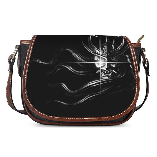 Evil Samurai Mask Print Saddle Bag