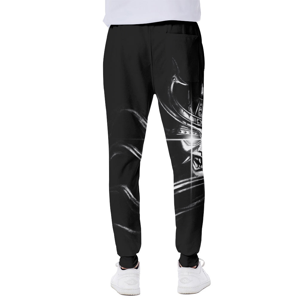 Evil Samurai Mask Print Scuba Joggers
