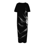 Evil Samurai Mask Print Short Sleeve Long Nightdress