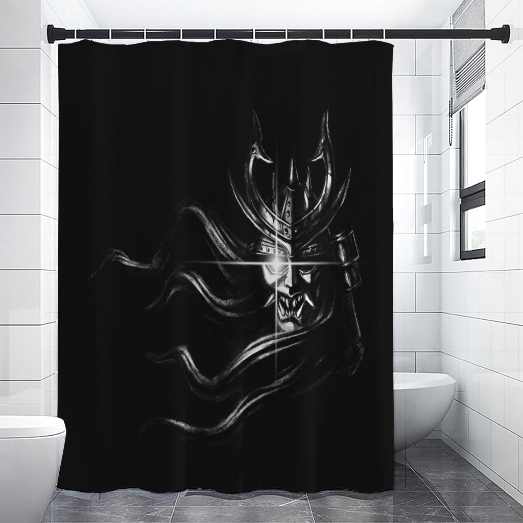 Evil Samurai Mask Print Shower Curtain