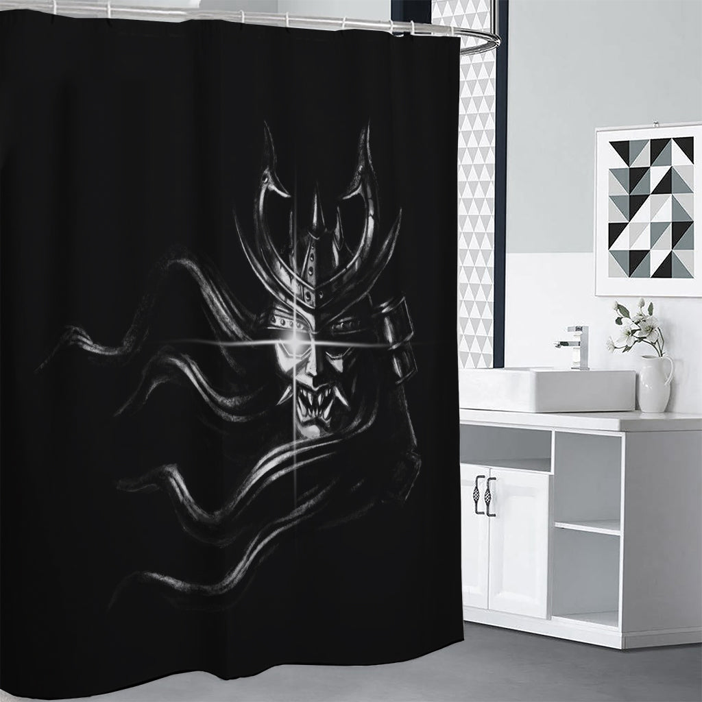 Evil Samurai Mask Print Shower Curtain