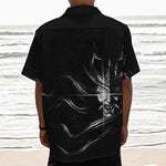 Evil Samurai Mask Print Textured Short Sleeve Shirt