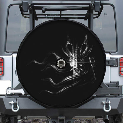 Evil Samurai Mask Print Tire Cover With Camera Hole