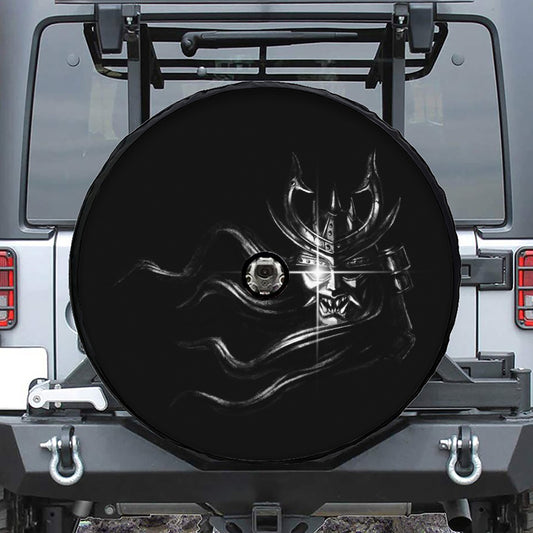 Evil Samurai Mask Print Tire Cover With Camera Hole