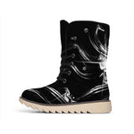 Evil Samurai Mask Print Winter Boots