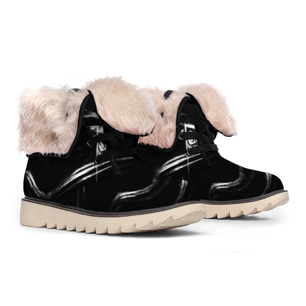 Evil Samurai Mask Print Winter Boots