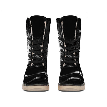 Evil Samurai Mask Print Winter Boots