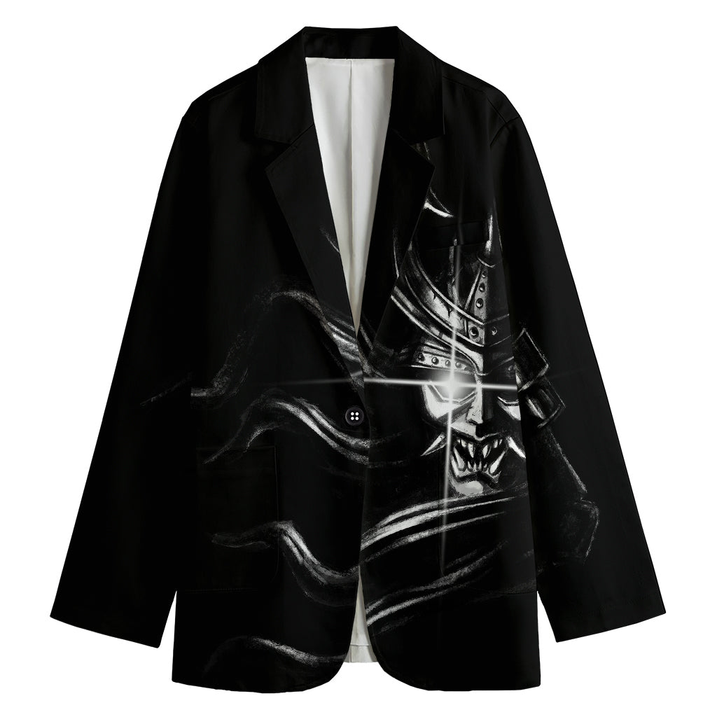 Evil Samurai Mask Print Women's Blazer