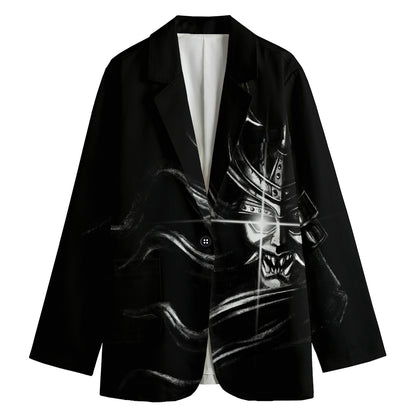 Evil Samurai Mask Print Women's Blazer