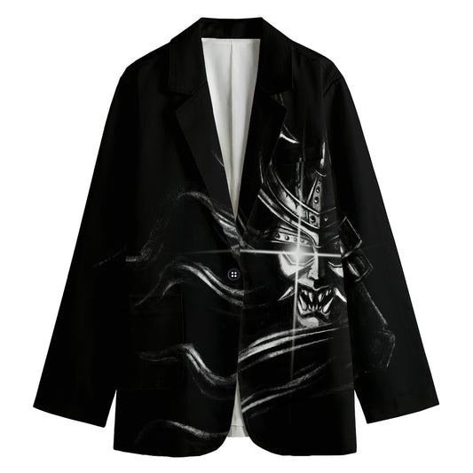 Evil Samurai Mask Print Women's Blazer