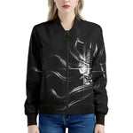Evil Samurai Mask Print Women's Bomber Jacket