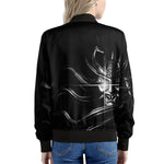 Evil Samurai Mask Print Women's Bomber Jacket