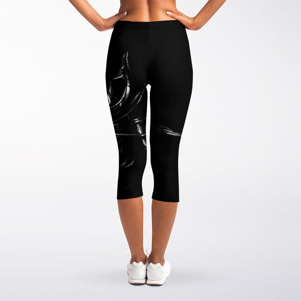 Evil Samurai Mask Print Women's Capri Leggings