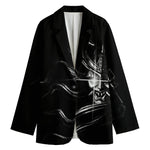 Evil Samurai Mask Print Women's Cotton Blazer