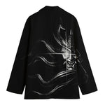 Evil Samurai Mask Print Women's Cotton Blazer