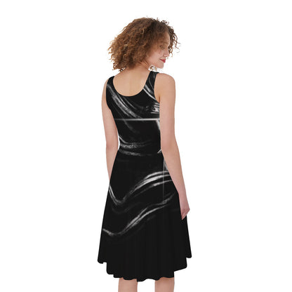 Evil Samurai Mask Print Women's Sleeveless Dress