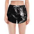 Evil Samurai Mask Print Women's Split Running Shorts