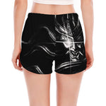 Evil Samurai Mask Print Women's Split Running Shorts