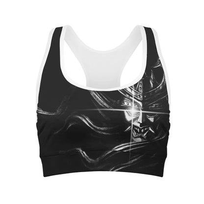 Evil Samurai Mask Print Women's Sports Bra