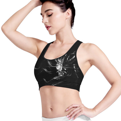Evil Samurai Mask Print Women's Sports Bra