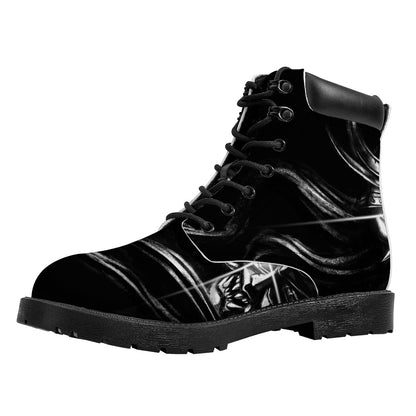 Evil Samurai Mask Print Work Boots