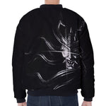 Evil Samurai Mask Print Zip Sleeve Bomber Jacket
