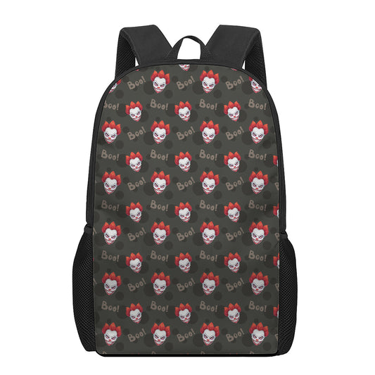 Evil Scary Clown Pattern Print 17 Inch Backpack