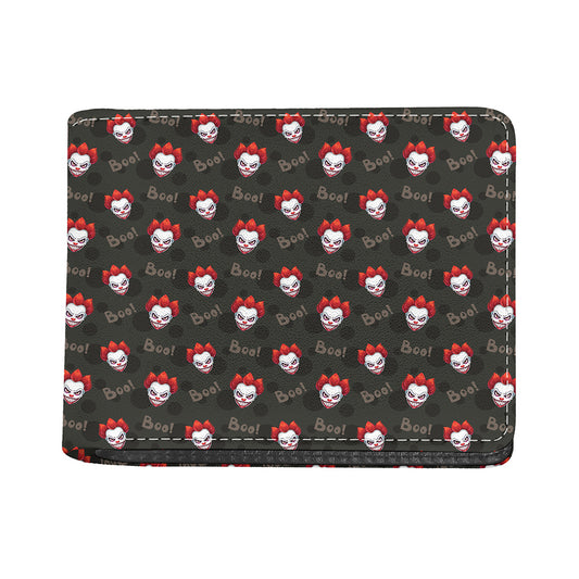 Evil Scary Clown Pattern Print Bifold Wallet