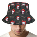 Evil Scary Clown Pattern Print Bucket Hat