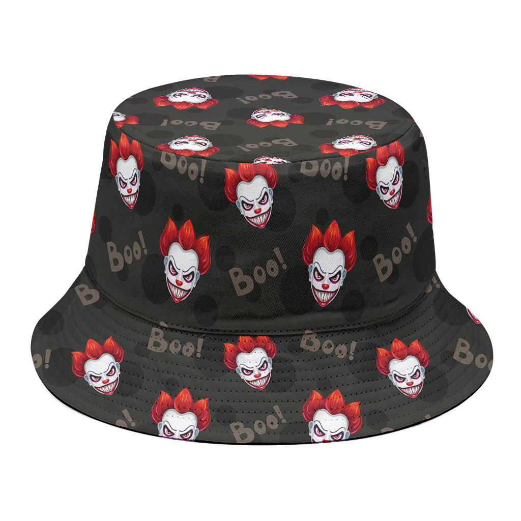 Evil Scary Clown Pattern Print Bucket Hat