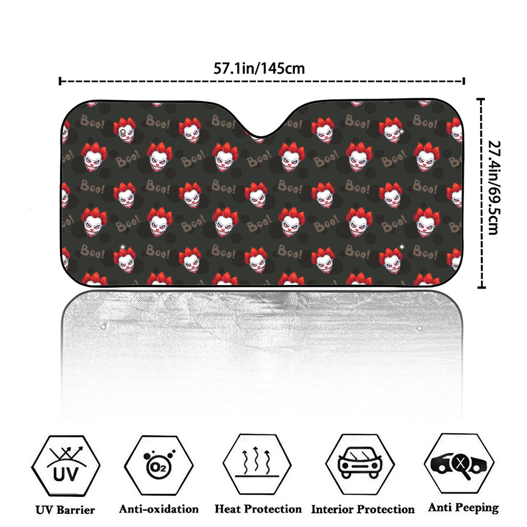 Evil Scary Clown Pattern Print Car Windshield Sun Shade