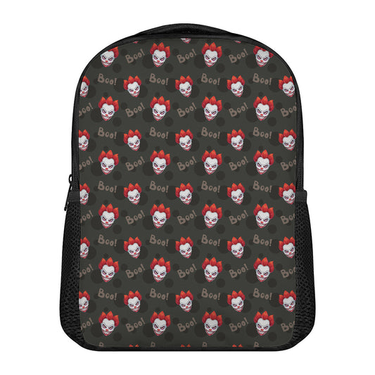 Evil Scary Clown Pattern Print Casual Backpack