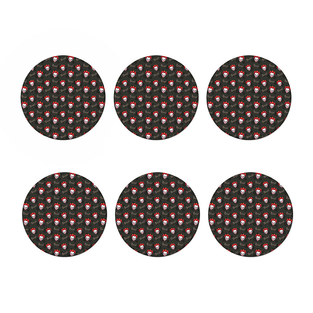 Evil Scary Clown Pattern Print Coaster Set