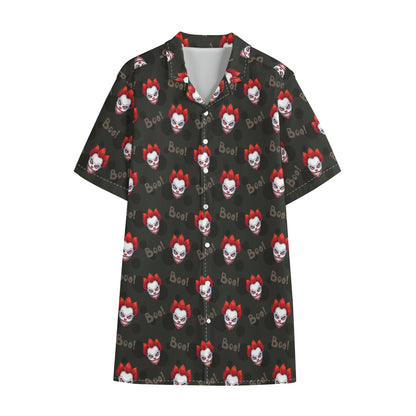 Evil Scary Clown Pattern Print Cotton Hawaiian Shirt