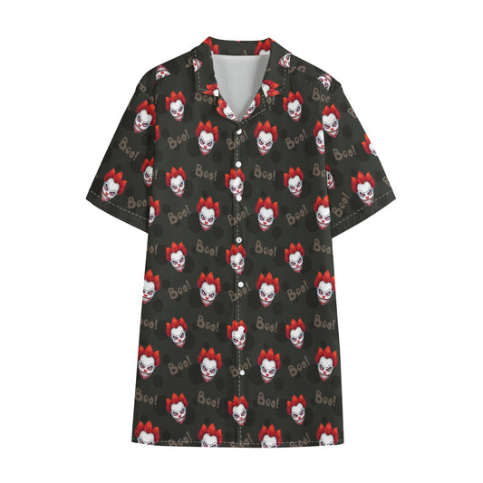 Evil Scary Clown Pattern Print Cotton Hawaiian Shirt