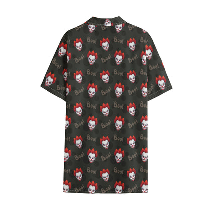 Evil Scary Clown Pattern Print Cotton Hawaiian Shirt