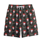 Evil Scary Clown Pattern Print Cotton Shorts