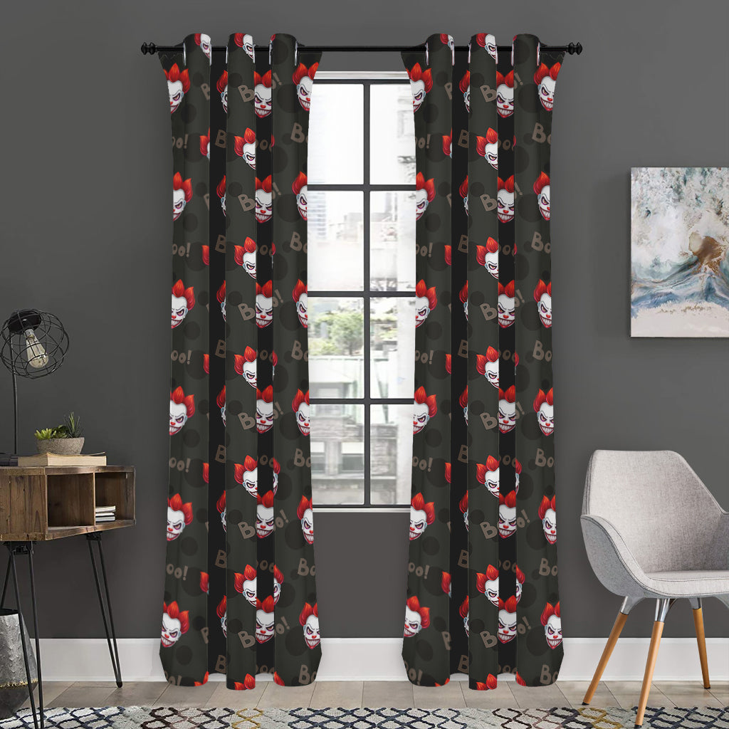 Evil Scary Clown Pattern Print Curtain