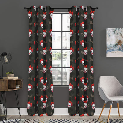 Evil Scary Clown Pattern Print Curtain