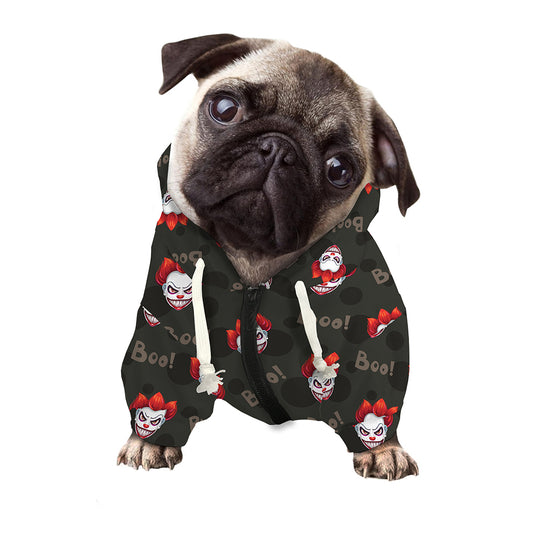 Evil Scary Clown Pattern Print Dog Zip Up Hoodie