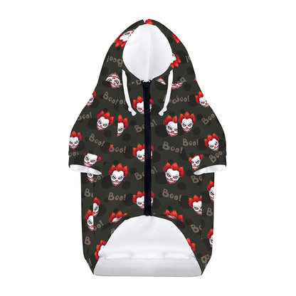 Evil Scary Clown Pattern Print Dog Zip Up Hoodie